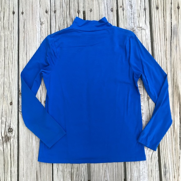 Ladies TALBOTS Petite Small Stretch Knit Solid Cobalt Blue Fit Turtleneck Top S - Picture 6 of 7